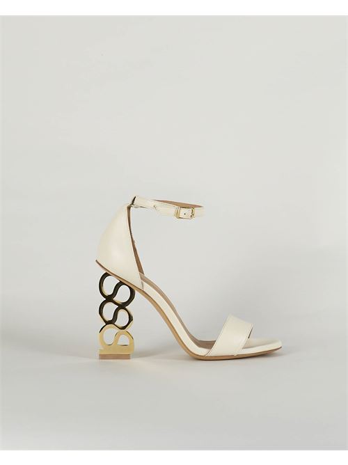 Leather sandals with geometric gold heel Wo Milano WO MILANO | Sandals | 2002
